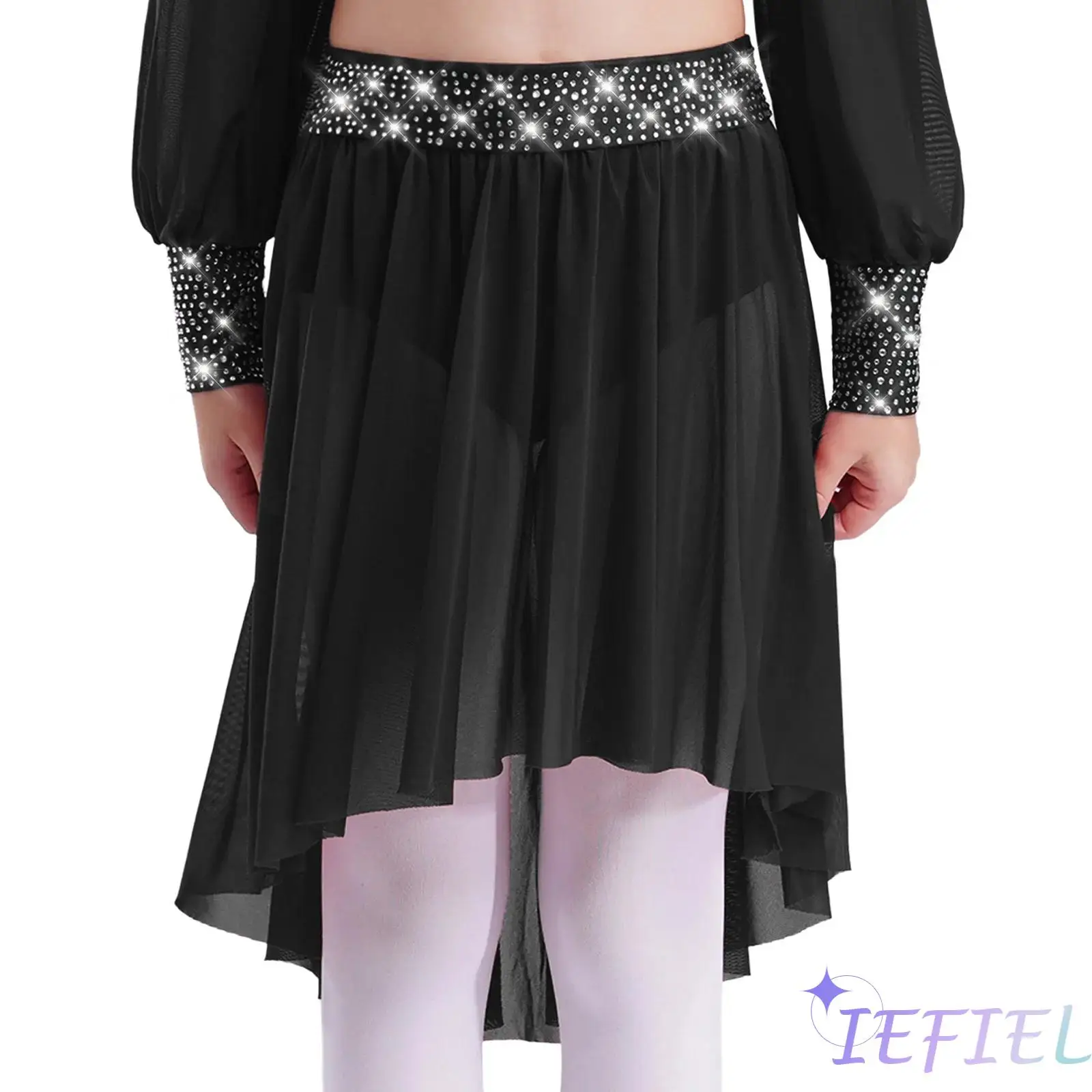 Girls Modern Lyrical Dance Skirt Rhinestones Asymmetrical Mesh Skirt with Built-in Briefs for Figure Skating Ballet Gymnastics 
Girls Modern Lyrical Dance Skirt Rhinestones Asymmetrical Mesh Skirt with Built-in Briefs for Figure Skating Ballet Gymnastics