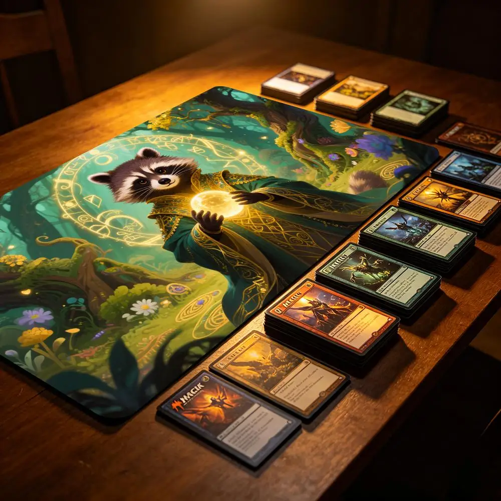 Whimsical Raccoon Sorcerer Magic card playmat with zone tapete Mtg Playmat Non-Slip Durable Stitched Edge tapis de souris Desk
Whimsical Raccoon Sorcerer Magic card playmat with zone tapete Mtg Playmat Non-Slip Durable Stitched Edge tapis de souris Desk