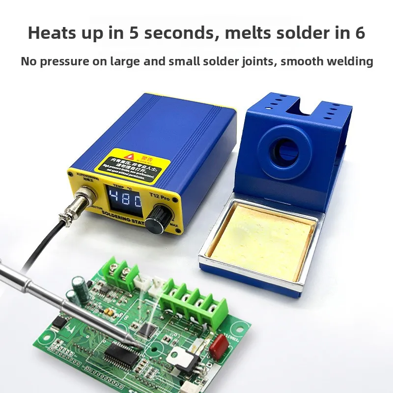 Portable T12 Constant Temperature Soldering Station, Large Screen Digital Display Soldering Iron for Mobile & Electronic Repair
Portable T12 Constant Temperature Soldering Station, Large Screen Digital Display Soldering Iron for Mobile & Electronic Repair