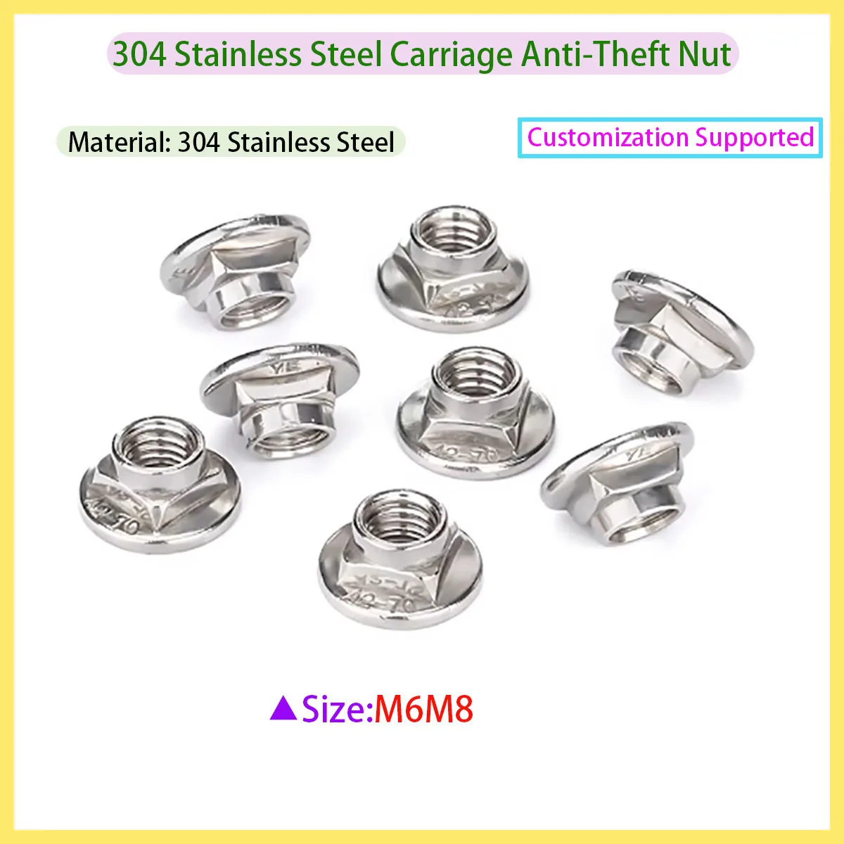 304 Stainless Steel Carriage Nuts - Square Neck Round Nuts Tamper Proof Anti-Theft for Rack & Guardrail M6-M8
304 Stainless Steel Carriage Nuts - Square Neck Round Nuts Tamper Proof Anti-Theft for Rack & Guardrail M6-M8
