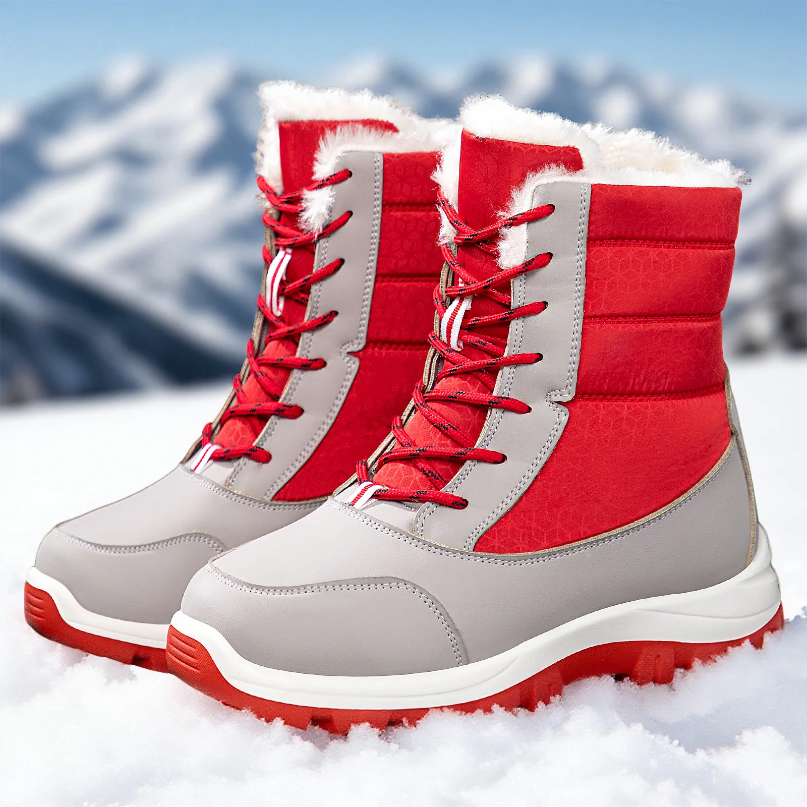 Women's new winter cotton shoes with plush and thick high top cotton boots and lace up snow boots
Women's new winter cotton shoes with plush and thick high top cotton boots and lace up snow boots