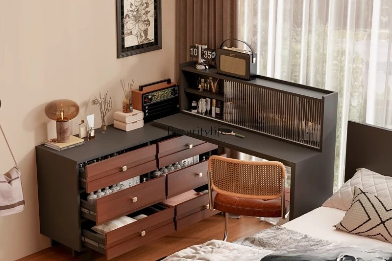 American retro bedside cabinet rotatable and retractable jewelry dresser chest cabinet integrated
American retro bedside cabinet rotatable and retractable jewelry dresser chest cabinet integrated