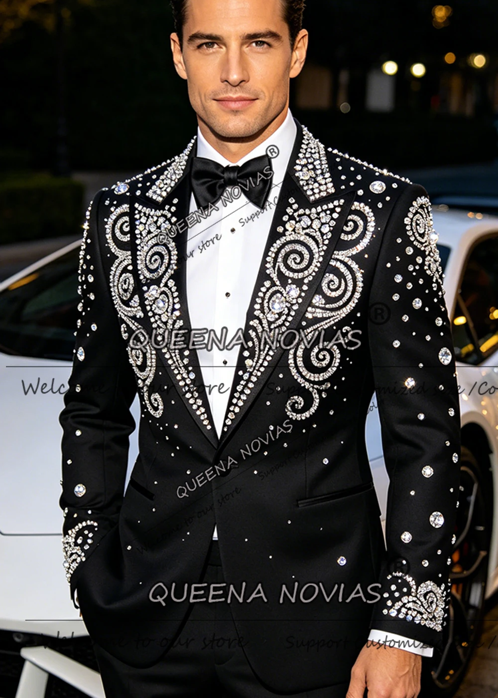 Brilliant Beaded Stones Jacket Pants 2 Piece Sets Peaked Label Prom Blazer Customied Groom Formal Party Wear Tuxedos Man Outfits
Brilliant Beaded Stones Jacket Pants 2 Piece Sets Peaked Label Prom Blazer Customied Groom Formal Party Wear Tuxedos Man Outfits