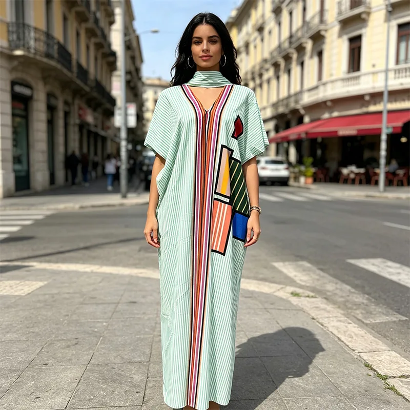 Dashiki African Dresses for Women Summer Fashion Short Sleeve V-neck Polyester Plus Size Long Maxi Dress Kaftan Muslim Abaya
Dashiki African Dresses for Women Summer Fashion Short Sleeve V-neck Polyester Plus Size Long Maxi Dress Kaftan Muslim Abaya