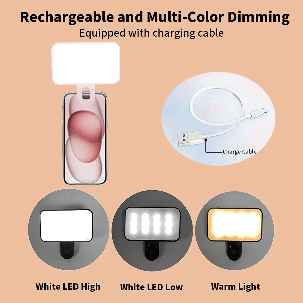 Rechargeable Multi-Color Dimming LED Fill Light Clip For Phone Computer Makeup Live Streaming
Rechargeable Multi-Color Dimming LED Fill Light Clip For Phone Computer Makeup Live Streaming