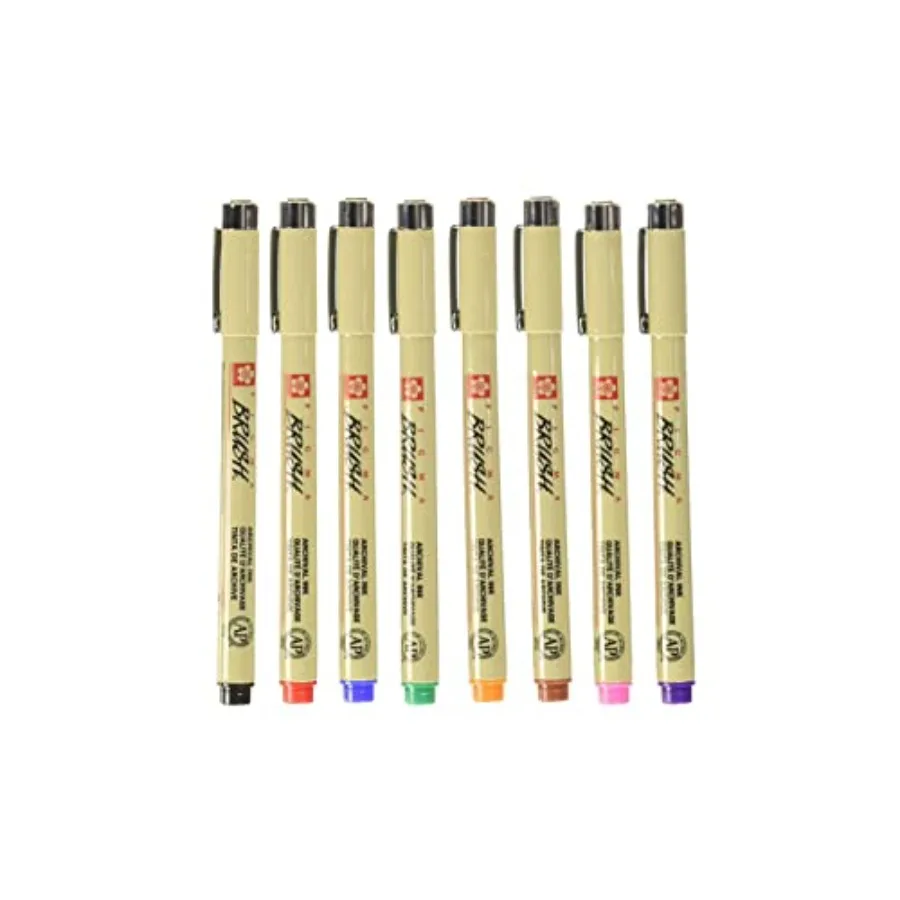 Pigma Brush 8 Color Set Water based pigment with brush nib
Pigma Brush 8 Color Set Water based pigment with brush nib