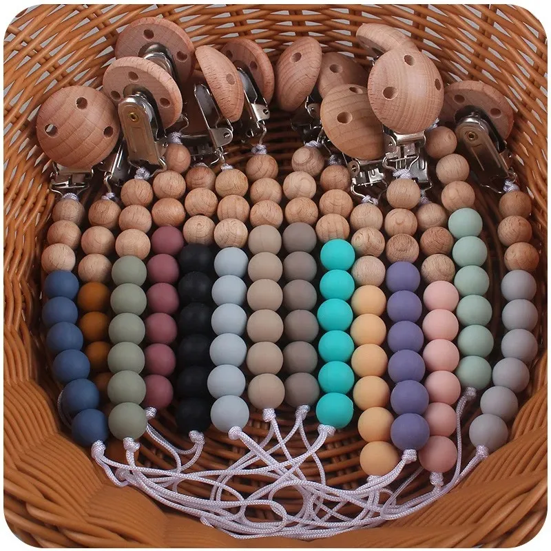 Baby Pacifier Clip Wood Color Silicone Bead Infant Teether Soother Anti-drop Chain Newborn Safe Teething Toy Dummy Nipple Holder
Baby Pacifier Clip Wood Color Silicone Bead Infant Teether Soother Anti-drop Chain Newborn Safe Teething Toy Dummy Nipple Holder