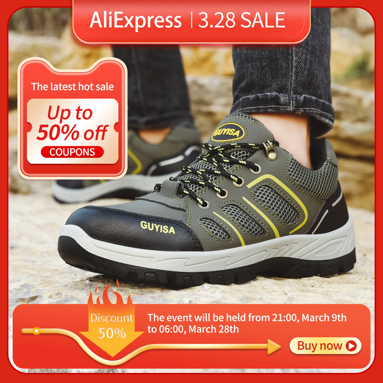 Мужские рабочие ботинки GUYISA - дышащие, всесезонные, с резиновой подошвой, модные, безопасные.
Мужские рабочие ботинки GUYISA - дышащие, всесезонные, с резиновой подошвой, модные, безопасные.