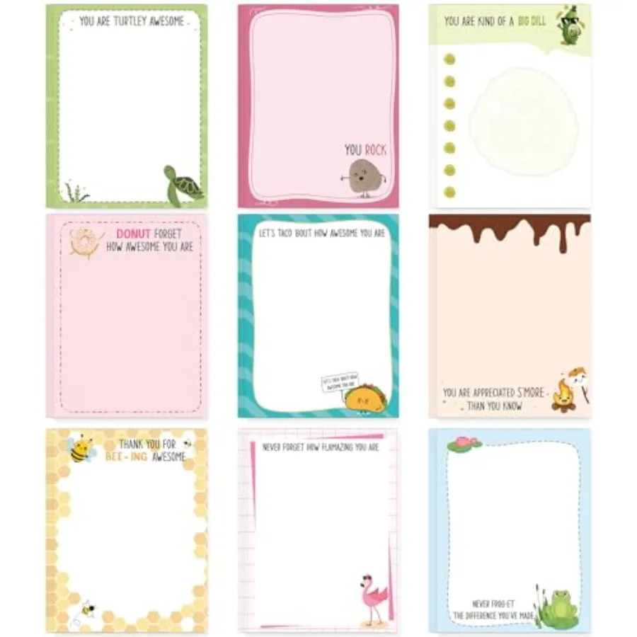 Sticky Nes Gifts - 9 Pack Nepads 3x4 Inch, Fun Mivational Self-Adhesive Memo Pads, Office Study Supplies Gift Prizes 450 Sheets
Sticky Nes Gifts - 9 Pack Nepads 3x4 Inch, Fun Mivational Self-Adhesive Memo Pads, Office Study Supplies Gift Prizes 450 Sheets
