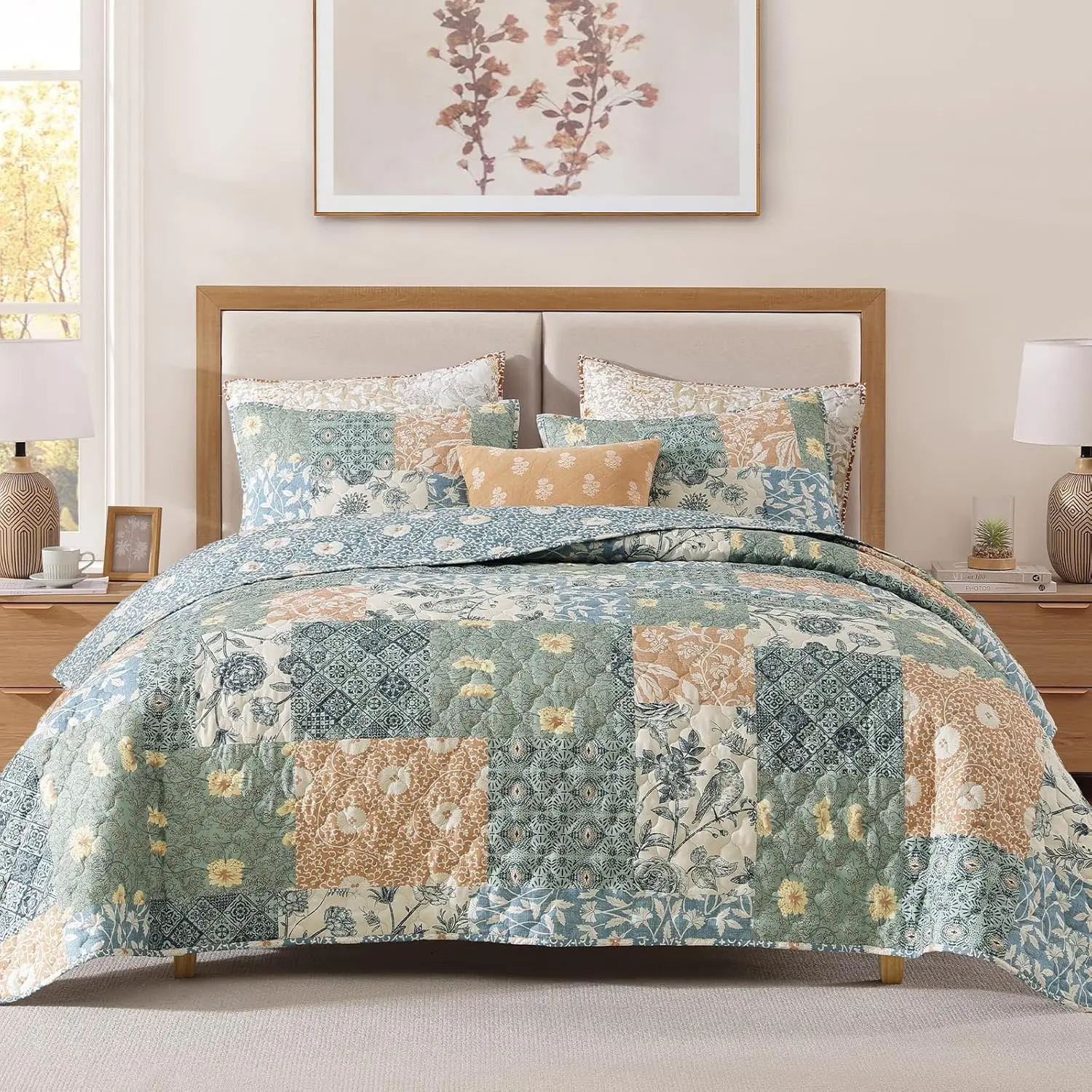 3-Piece King Patchwork Green Quilt Set, Lightweight Reversible Bedspread Coverlet for All Seasons (106"x94")
3-Piece King Patchwork Green Quilt Set, Lightweight Reversible Bedspread Coverlet for All Seasons (106"x94")