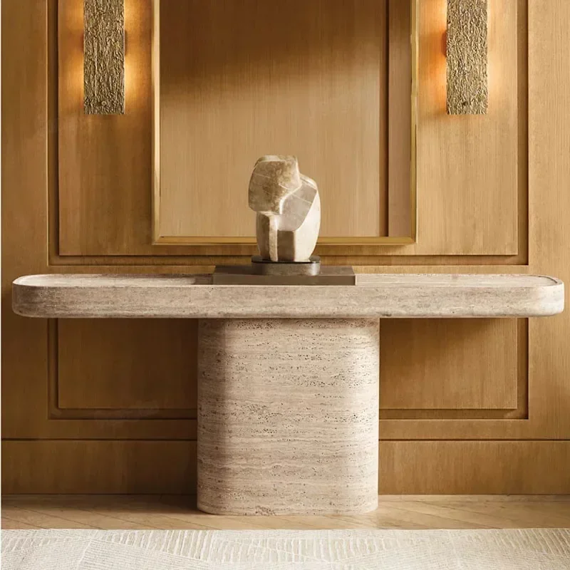 Entrance porch table travertine high-end feeling living room against the wall corridor cabinet, foyer marble porch
Entrance porch table travertine high-end feeling living room against the wall corridor cabinet, foyer marble porch
