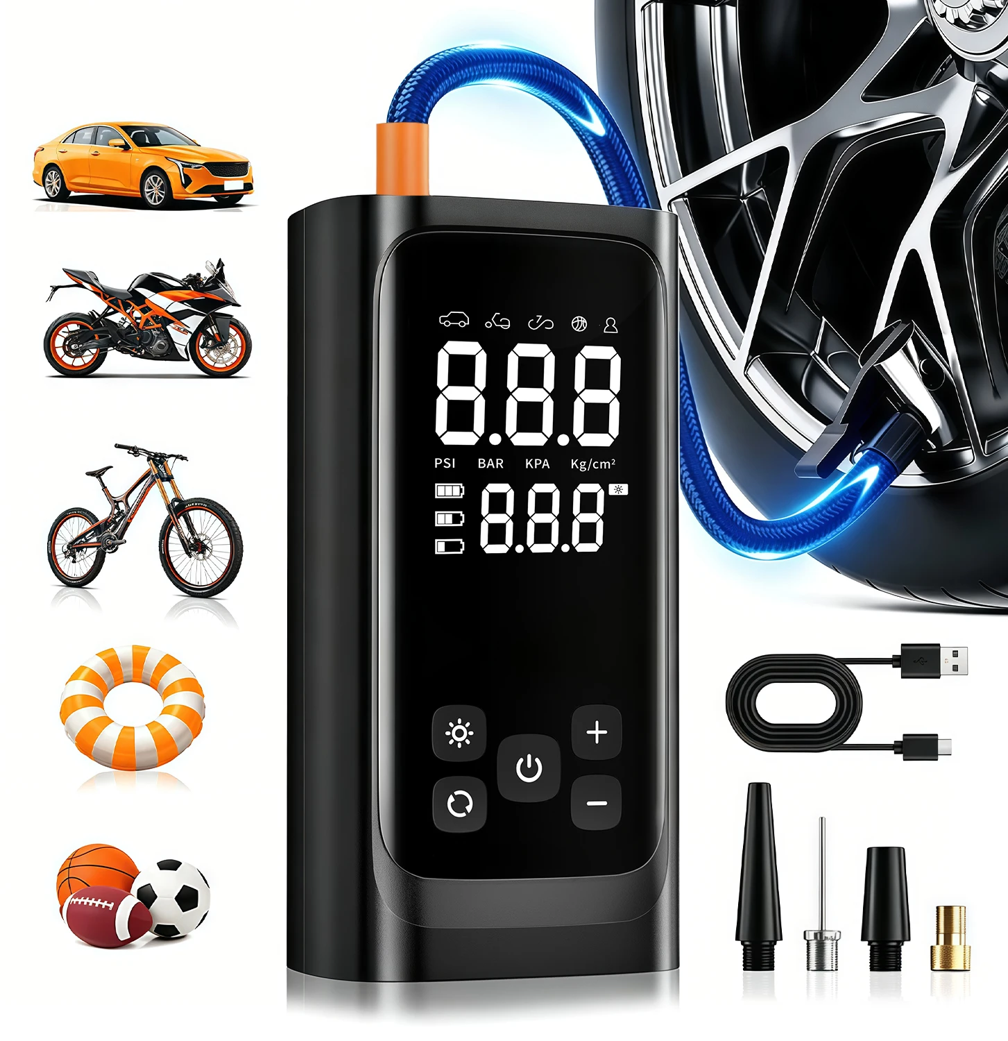 YINGBOOST Portable Smart Air Pump Tire Inflator 150PSI Air Compressor with Digital Pressure Gauge for Car Bike Motorcycle Ball
YINGBOOST Portable Smart Air Pump Tire Inflator 150PSI Air Compressor with Digital Pressure Gauge for Car Bike Motorcycle Ball