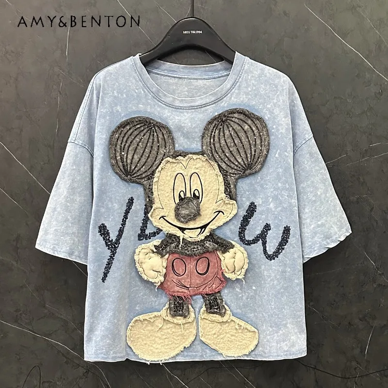 Sweet Cute Casual Patch Embroidery Sequins Cartoon Crew Neck Short Sleeved T-Shirt Women's Loose Versatile Top Tshirts Pullover
Sweet Cute Casual Patch Embroidery Sequins Cartoon Crew Neck Short Sleeved T-Shirt Women's Loose Versatile Top Tshirts Pullover