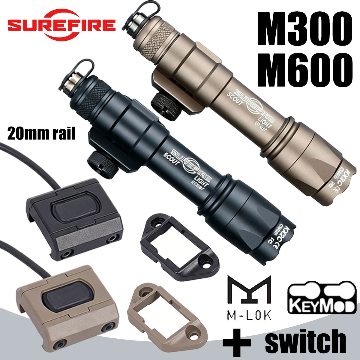 Surefire M600 M300 Flashlight Light with Modbutton Switch 20mm Picatinny Rail MLok Keymod, Lamp Outdoor Game,Momentary Contstant
Surefire M600 M300 Flashlight Light with Modbutton Switch 20mm Picatinny Rail MLok Keymod, Lamp Outdoor Game,Momentary Contstant