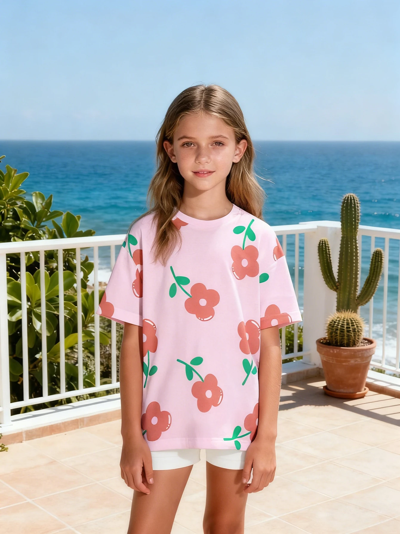 2026 Girls' Floral Printed Short Sleeve T-Shirt, Children's Casual Vacation Crew Neck Top Summer Dress
2026 Girls' Floral Printed Short Sleeve T-Shirt, Children's Casual Vacation Crew Neck Top Summer Dress