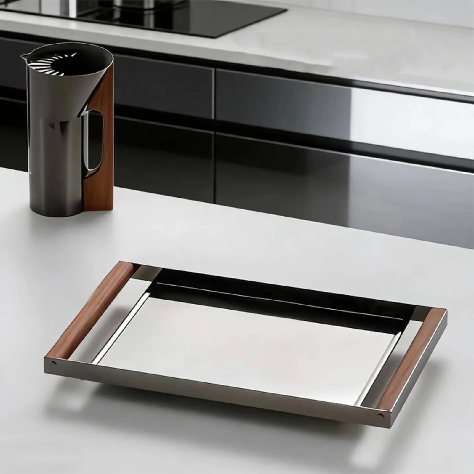 Stainless Steel Serving Tray Long-Lasting Modern Decorative Tray Rectangle Platter with Handles Easy to Clean for Dining Table
Stainless Steel Serving Tray Long-Lasting Modern Decorative Tray Rectangle Platter with Handles Easy to Clean for Dining Table