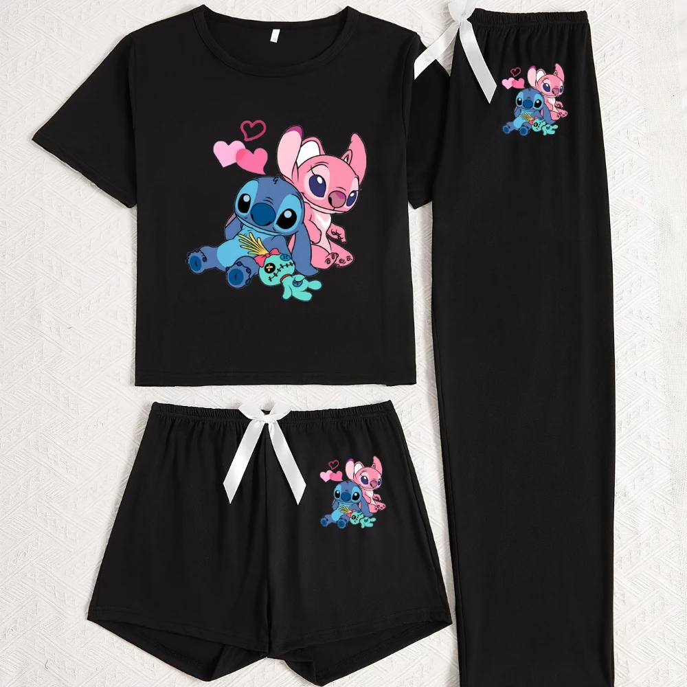 Женский комплект для сна Disney Stitch из 3 предметов, повседневный и милый топ с короткими рукавами, длинные брюки, домашняя одежда, пижамный комплект с брюками
Женский комплект для сна Disney Stitch из 3 предметов, повседневный и милый топ с короткими рукавами, длинные брюки, домашняя одежда, пижамный комплект с брюками