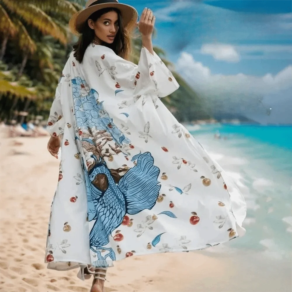 Fashion Boho Bikini Cover-ups Oversized Open Front Loose Maxi Dress Peacock Print Sunscreen Shawl For Women
Fashion Boho Bikini Cover-ups Oversized Open Front Loose Maxi Dress Peacock Print Sunscreen Shawl For Women