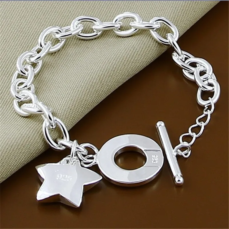 925 Sterling Silver Star TO buckle Charm Bracelets Chain For Women Fashion Wedding engagement Fine Jewelry
925 Sterling Silver Star TO buckle Charm Bracelets Chain For Women Fashion Wedding engagement Fine Jewelry