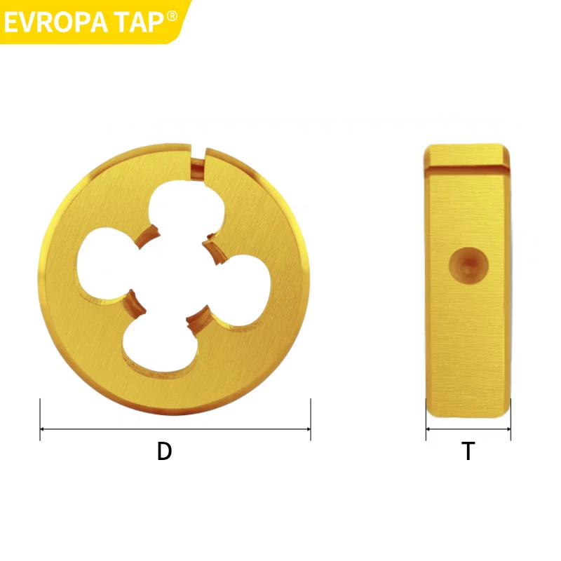 EVROPA AR-D Series HSSE Micro Metric Left-Hand Round Dies with TiN Coating, Sizes M1 - M1.8
EVROPA AR-D Series HSSE Micro Metric Left-Hand Round Dies with TiN Coating, Sizes M1 - M1.8