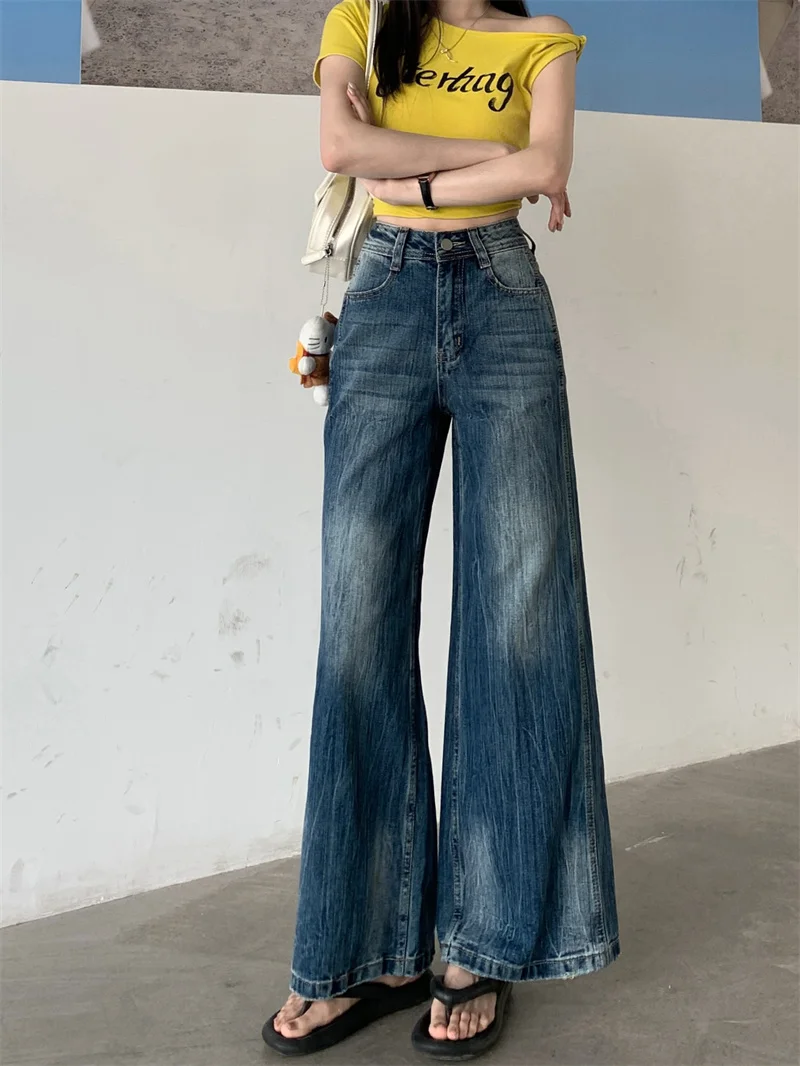 2025 Trend Women's Y2K Jeans - Heavy Washed Blue Straight Leg Denim Pants Mid Rise Slimming Floor-Length Trousers Streetwear
2025 Trend Women's Y2K Jeans - Heavy Washed Blue Straight Leg Denim Pants Mid Rise Slimming Floor-Length Trousers Streetwear