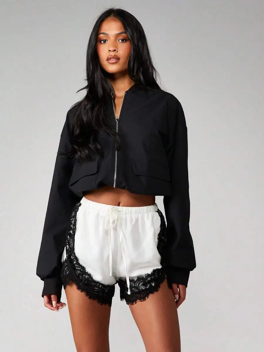 Lace-Trimmed Drawstring Shorts For Women – Casual Summer Lounge Sleepwear Bottoms With Elastic Waist
Lace-Trimmed Drawstring Shorts For Women – Casual Summer Lounge Sleepwear Bottoms With Elastic Waist