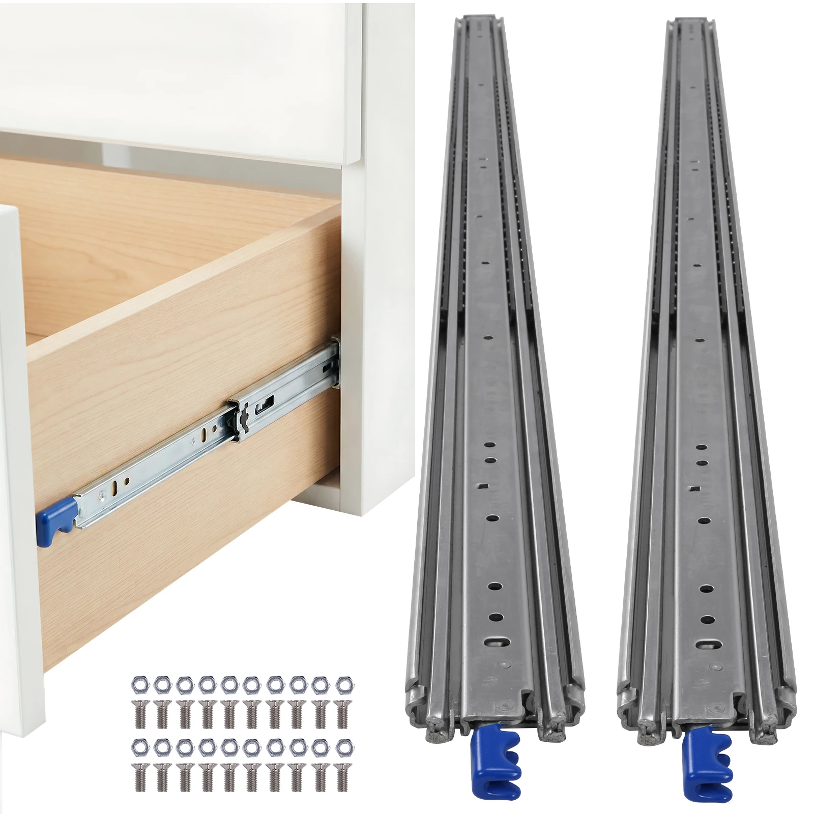 1 Pair 68inch Side Mount Full Extension Ball Bearing Rails with Lock Cabinet Drawer Slides Replacement 500Lbs Load Capacity
1 Pair 68inch Side Mount Full Extension Ball Bearing Rails with Lock Cabinet Drawer Slides Replacement 500Lbs Load Capacity