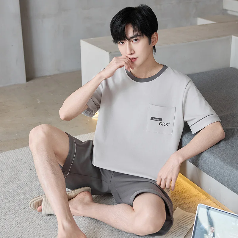 2026 Men's 100% Cotton Sleepwear for Summer 2Pcs/set Home Clothes Short Sleeves Shorts Loungewear Young Boy Male Pyjamas Hombre
2026 Men's 100% Cotton Sleepwear for Summer 2Pcs/set Home Clothes Short Sleeves Shorts Loungewear Young Boy Male Pyjamas Hombre