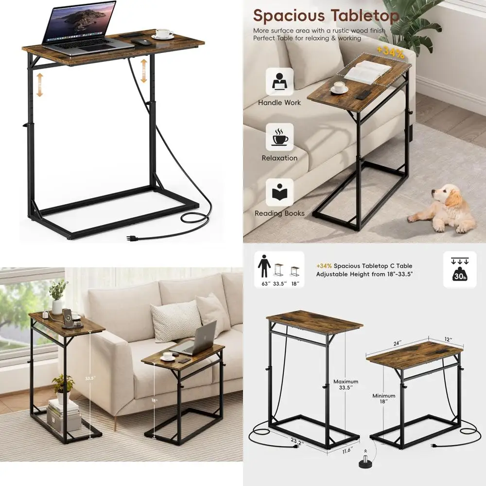 Adjustable Height C-Shaped End Table with Charging Station for Couches
Adjustable Height C-Shaped End Table with Charging Station for Couches