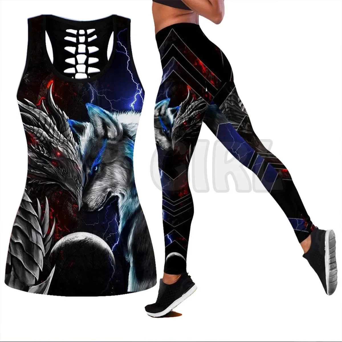 Dragon and wolf 3D Printed Tank Top+Legging Combo Outfit Yoga Fitness Legging Women
Dragon and wolf 3D Printed Tank Top+Legging Combo Outfit Yoga Fitness Legging Women