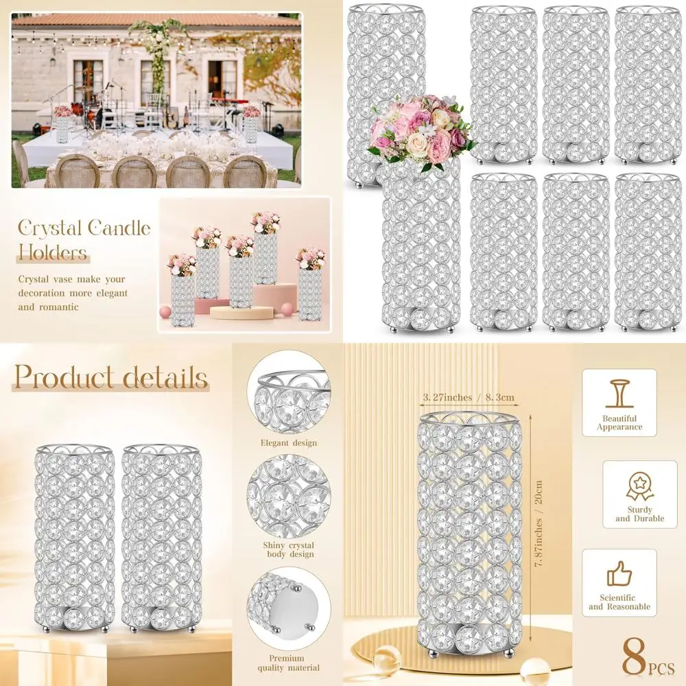 Crystal Flower Vase Set, 7.87 Pillar Candle Holders with Metal Stands for Wedding and Christmas Decor
Crystal Flower Vase Set, 7.87 Pillar Candle Holders with Metal Stands for Wedding and Christmas Decor