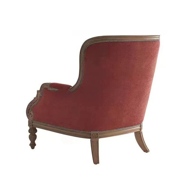 American solid wood velvet single sofa chair French vintage fabric high-back tiger chair Balcony bedroom leisure
American solid wood velvet single sofa chair French vintage fabric high-back tiger chair Balcony bedroom leisure