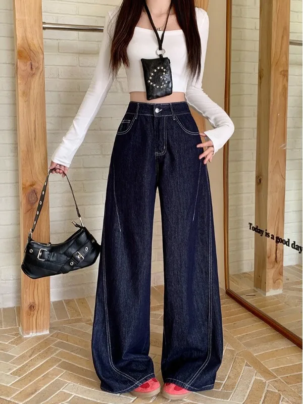 Женские джинсы больших размеров в американском ретро-стиле, повседневные, с высокой талией, свободные, широкие штанины, с эффектом похудения, для осени
Женские джинсы больших размеров в американском ретро-стиле, повседневные, с высокой талией, свободные, широкие штанины, с эффектом похудения, для осени