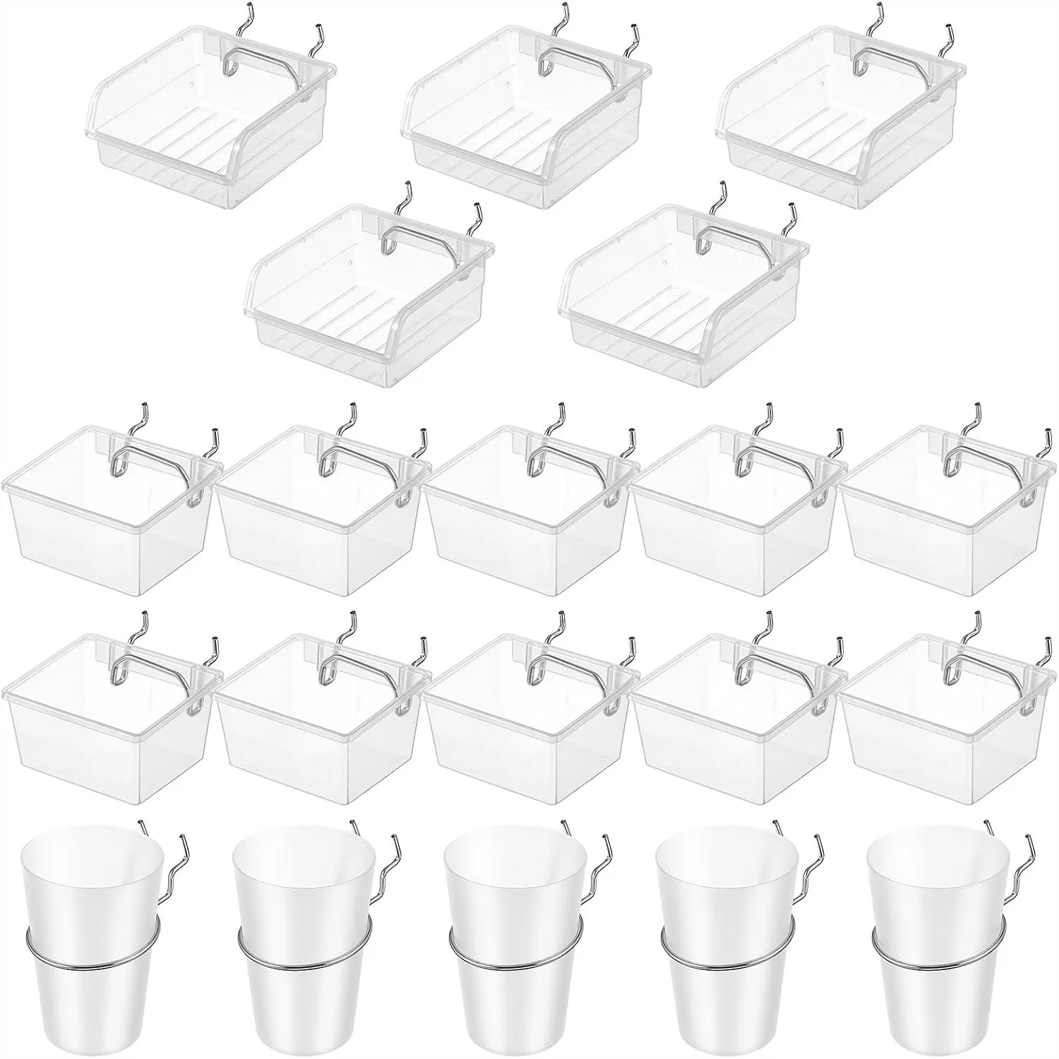 20 Pcs Pegboard Bins and Cups Set with Hooks and Loops, Clear Organizer for Garage Workshop Tool Storage
20 Pcs Pegboard Bins and Cups Set with Hooks and Loops, Clear Organizer for Garage Workshop Tool Storage