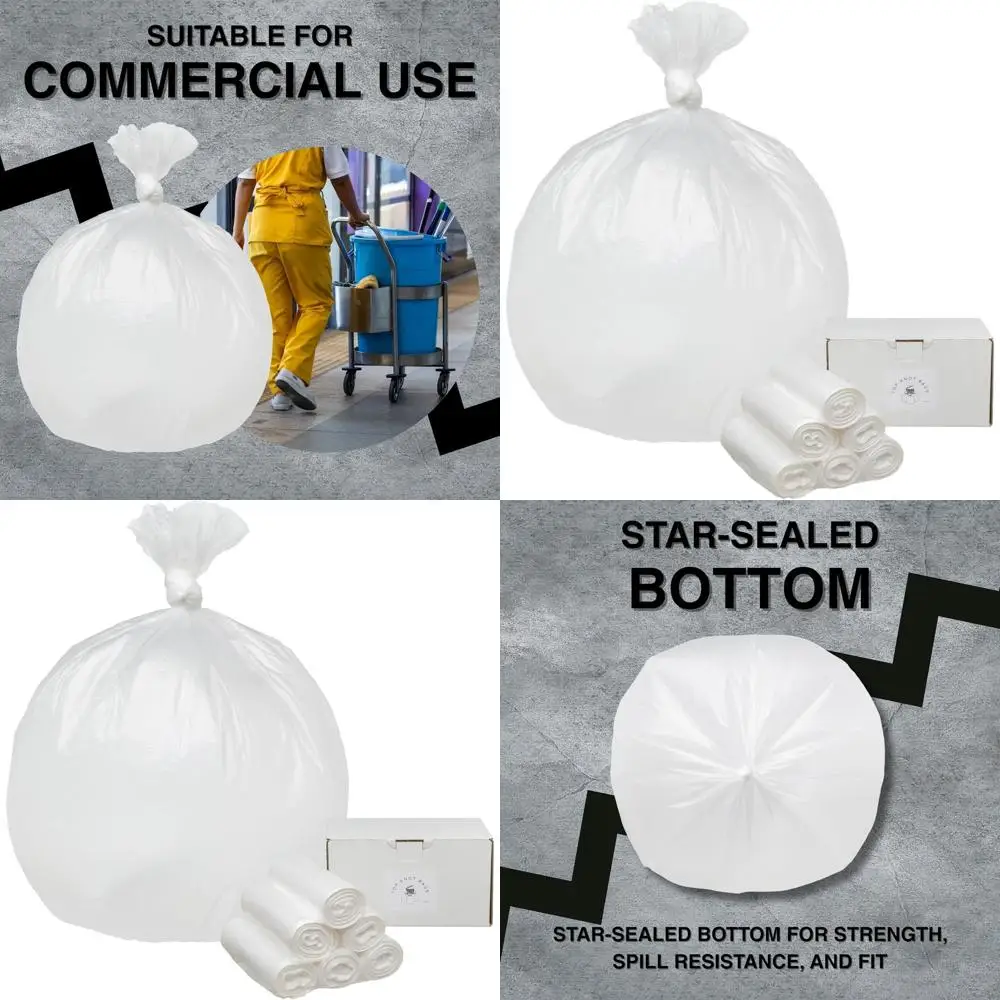 150 прозрачных мешков для мусора объемом 33 галлона, подходят для контейнеров объемом 30-35 галлонов, сделано в США.
150 прозрачных мешков для мусора объемом 33 галлона, подходят для контейнеров объемом 30-35 галлонов, сделано в США.