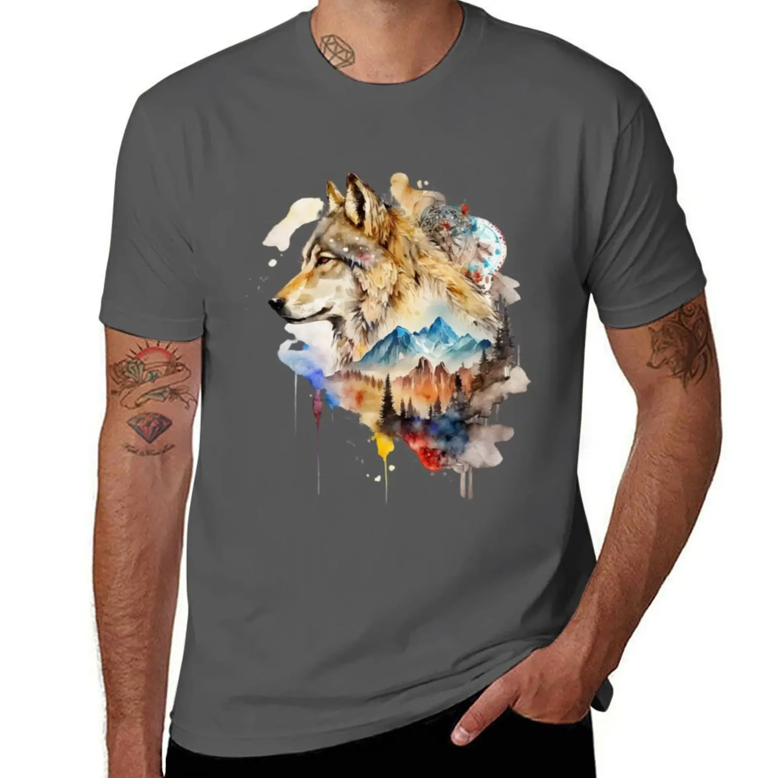 Wolf Indian Mountains Native American WIth Forest Vibes With Watercolor T-Shirt Sport Basic Moisture Wicking Tee
Wolf Indian Mountains Native American WIth Forest Vibes With Watercolor T-Shirt Sport Basic Moisture Wicking Tee