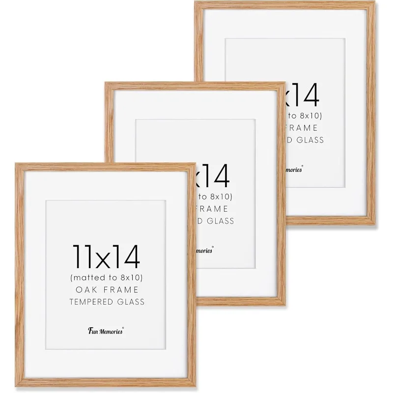 11x14 Picture Frame, 11"x14" Oak Wood Frame, 11x14 Picture Frame Set of 3, 11x14 Frame with Mat for 8x10
11x14 Picture Frame, 11"x14" Oak Wood Frame, 11x14 Picture Frame Set of 3, 11x14 Frame with Mat for 8x10