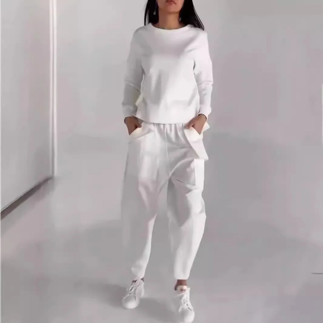 Fashion Pocket Harem Pants Two Piece Sets Women Casual Loose Back Lace Up T Shirt Tops Outfits Autumn Winter Sports Suit White
Fashion Pocket Harem Pants Two Piece Sets Women Casual Loose Back Lace Up T Shirt Tops Outfits Autumn Winter Sports Suit White
