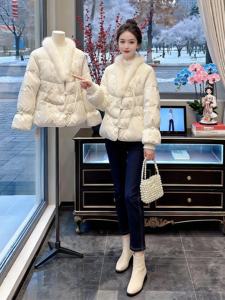 Ladies' White Fur Collar down Cotton Jacket Lazy Style Winter Outerwear Thickened Korean Version Straight Tube Shape Long Sleeve
Ladies' White Fur Collar down Cotton Jacket Lazy Style Winter Outerwear Thickened Korean Version Straight Tube Shape Long Sleeve