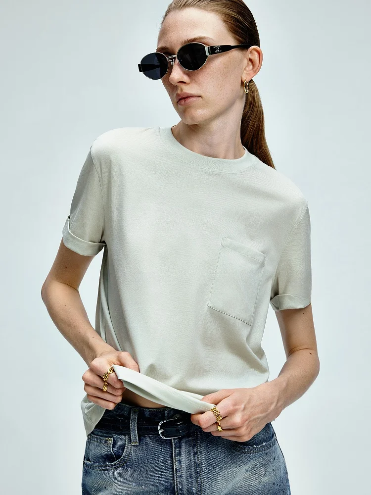 UZZO Supima Cotton T-irt Women's ort Sve ket Design Straight Cut Comfortable Breathable Summer Top
UZZO Supima Cotton T-irt Women's ort Sve ket Design Straight Cut Comfortable Breathable Summer Top