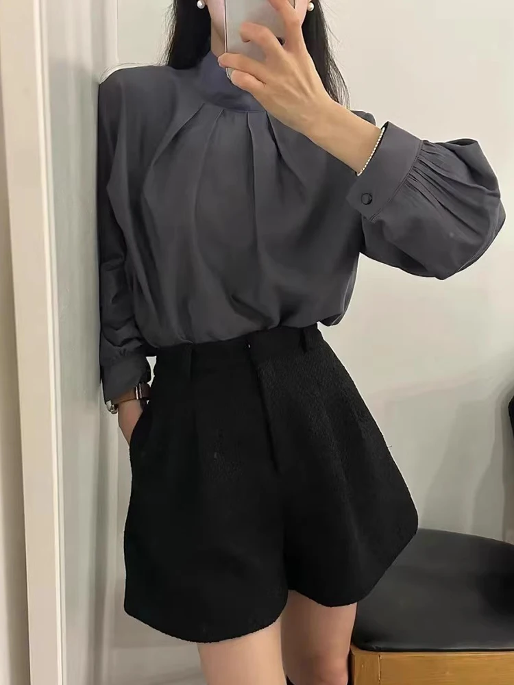 Ele Long Sve Satin irt Свободный крой Плиссированный воротник-стойка Sa Design Универсальный женский модный корейский вариант для поездок на работу...
Ele Long Sve Satin irt Свободный крой Плиссированный воротник-стойка Sa Design Универсальный женский модный корейский вариант для поездок на работу...