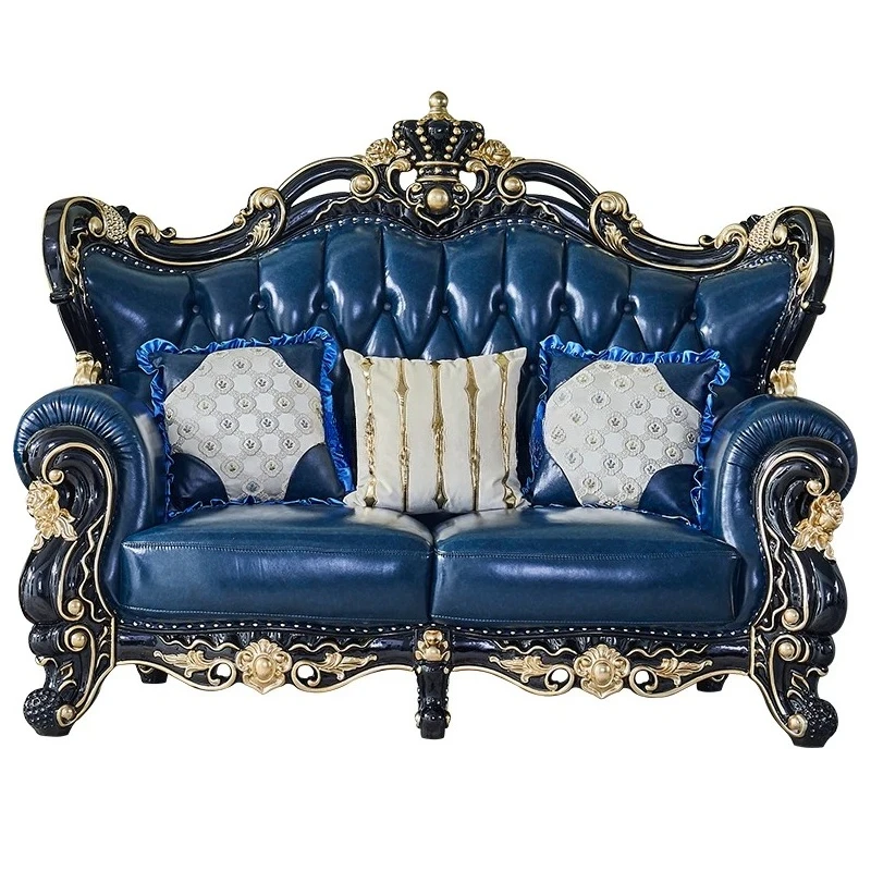 European leather sofa solid wood double-sided carved American villa ebony living room furniture
European leather sofa solid wood double-sided carved American villa ebony living room furniture