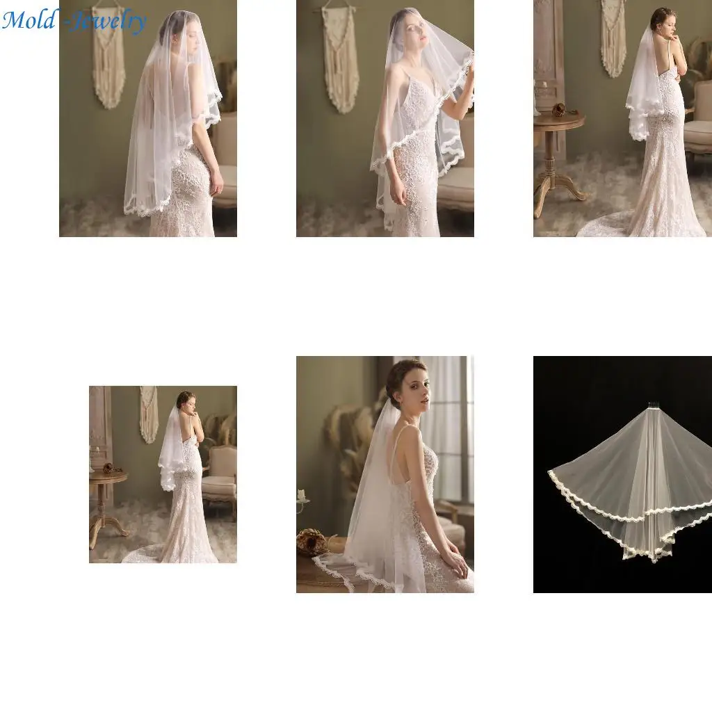 69HB 2 Tier Bridal Veil with Comb Sheer Tulle with Lace Trim Elbow Veils for Brides
69HB 2 Tier Bridal Veil with Comb Sheer Tulle with Lace Trim Elbow Veils for Brides