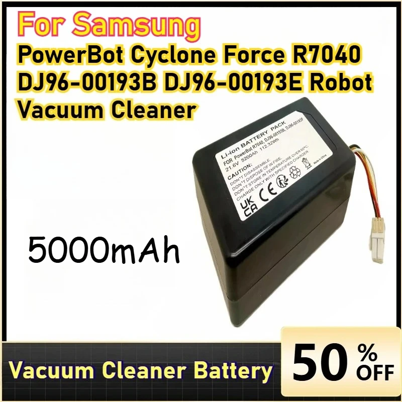 21.6V 5000mAh Rechargeable Batteries for Samsung PowerBot Cyclone Force R7040 DJ96-00193B DJ96-00193E Robot Vacuum Cleaner
21.6V 5000mAh Rechargeable Batteries for Samsung PowerBot Cyclone Force R7040 DJ96-00193B DJ96-00193E Robot Vacuum Cleaner