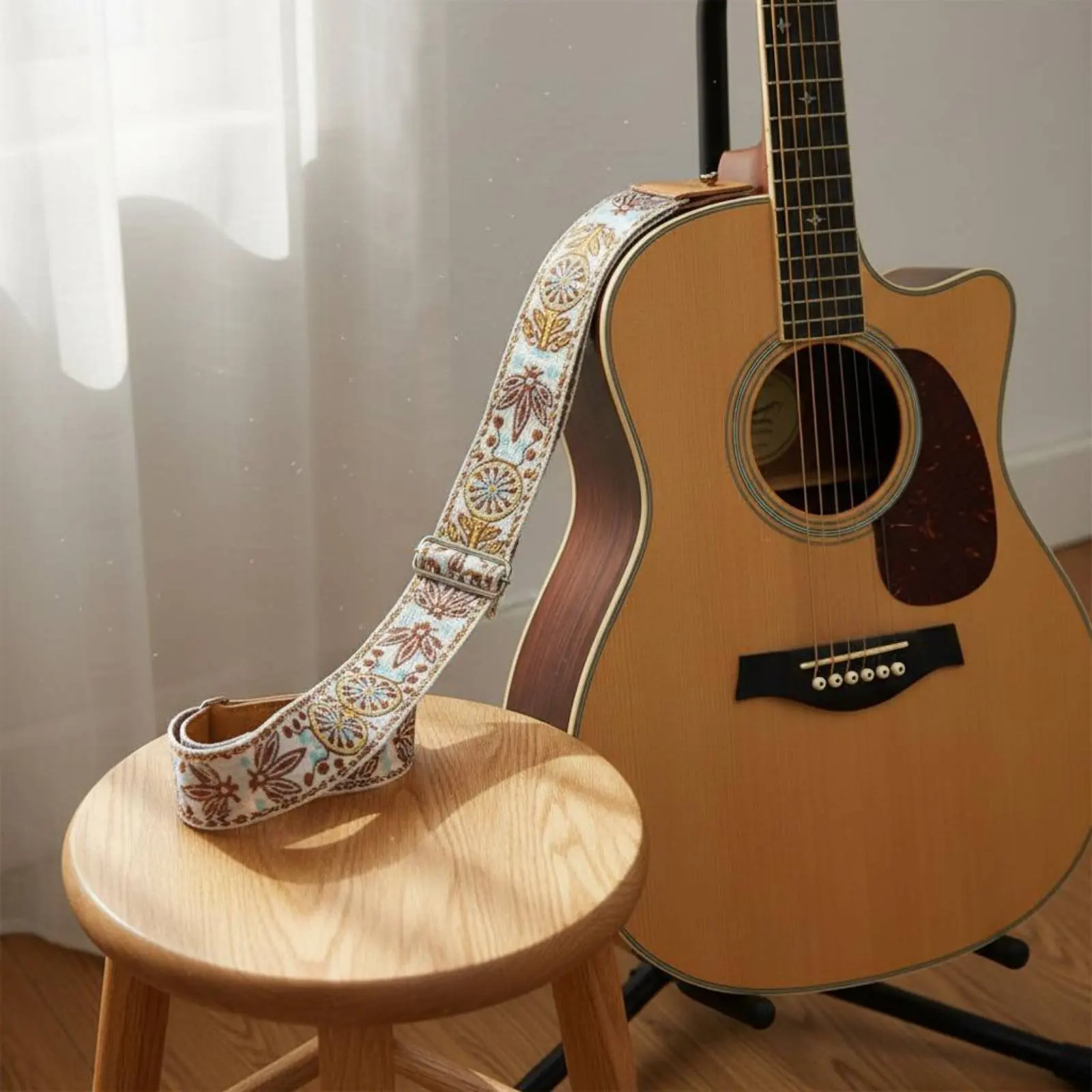 Guitar Strap Universal Compatibility Adjustable Guitar Strap Musical Instrument Accessory Long-Lasting Wide 2-Inch Design
