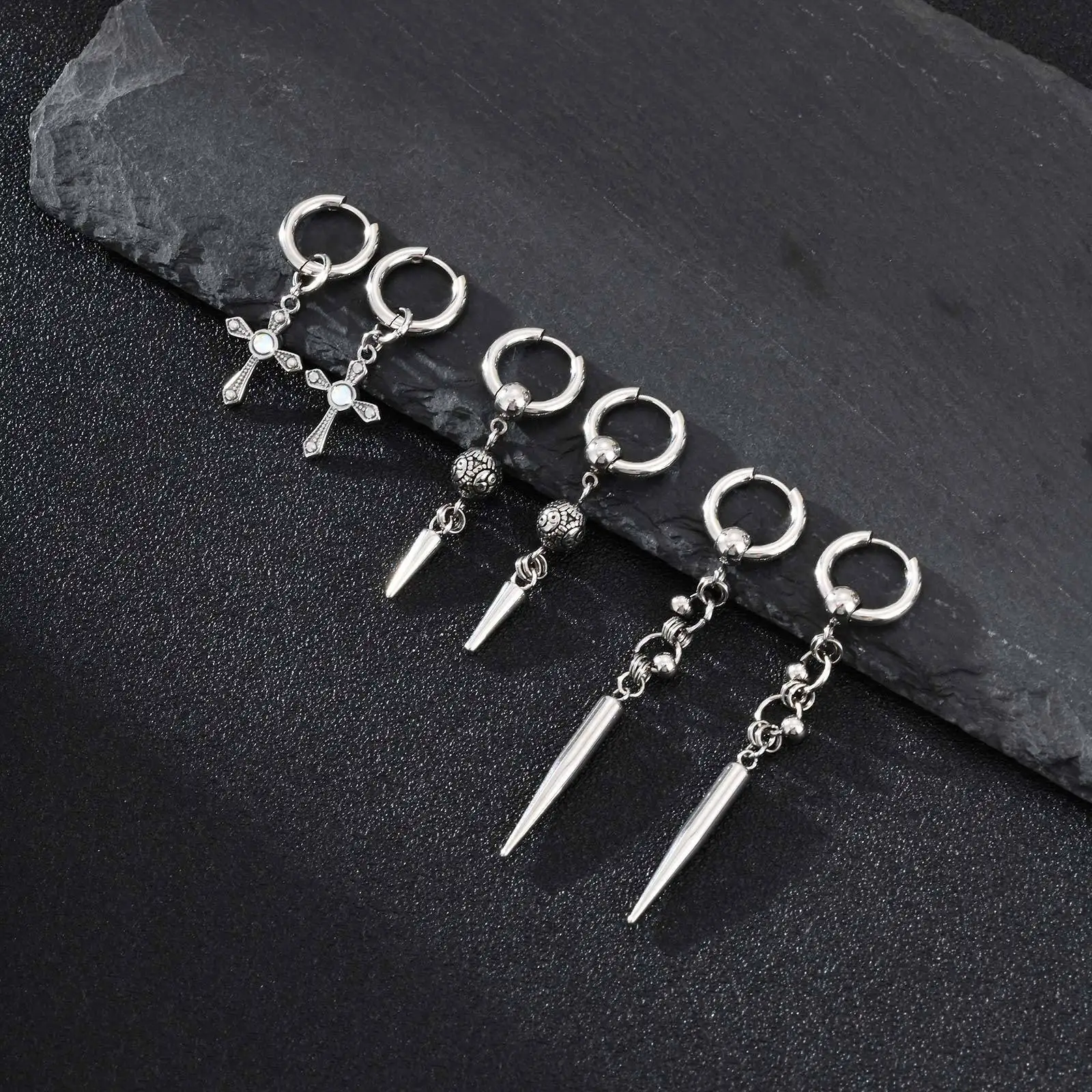 AETEEY Hiphop Rock Stainless Steel Cross Cone Earrings for Men, Stylish Versatile Hoop Earrings
AETEEY Hiphop Rock Stainless Steel Cross Cone Earrings for Men, Stylish Versatile Hoop Earrings