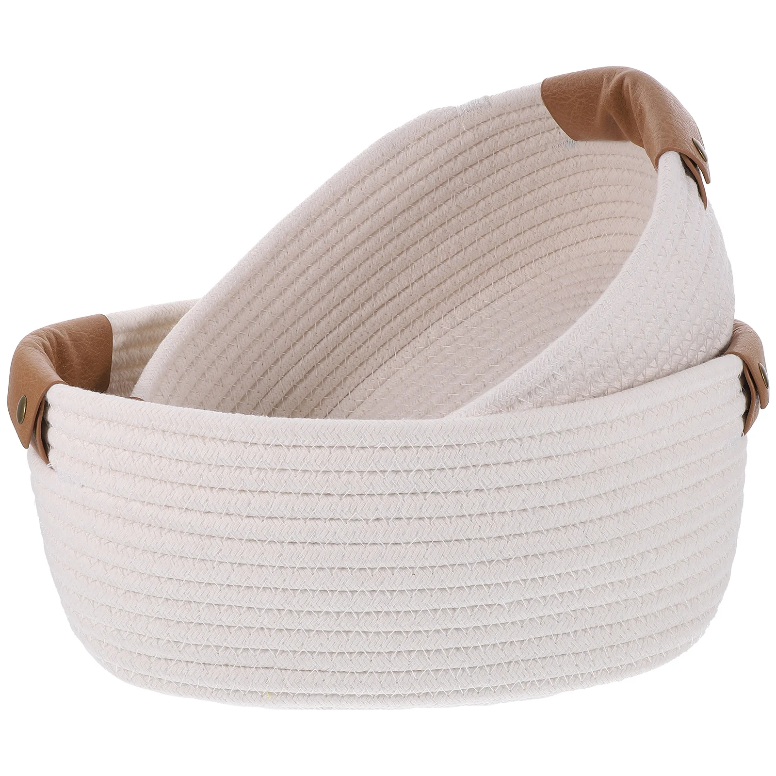 Household Cotton Rope Woven Desktop Portable Storage Basket Bedroom Toys Snacks Sundry 2pcs White (large + Small) Baskets
Household Cotton Rope Woven Desktop Portable Storage Basket Bedroom Toys Snacks Sundry 2pcs White (large + Small) Baskets