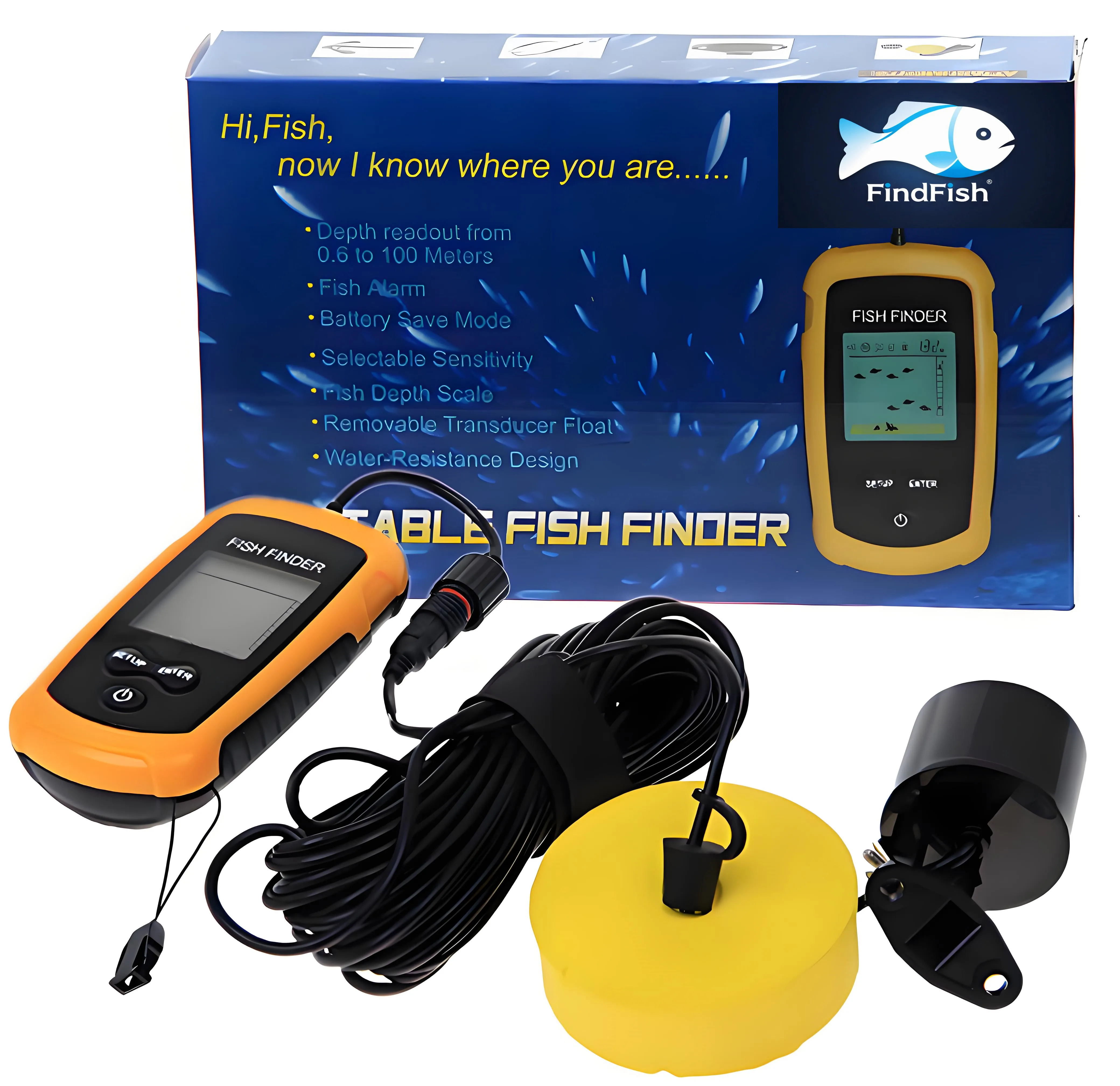 FindFish Wireless Portable Rechargeable Fish Finder with Sonar Sensor Fish Size & Water Temperature Depth Locator for Fishing
FindFish Wireless Portable Rechargeable Fish Finder with Sonar Sensor Fish Size & Water Temperature Depth Locator for Fishing