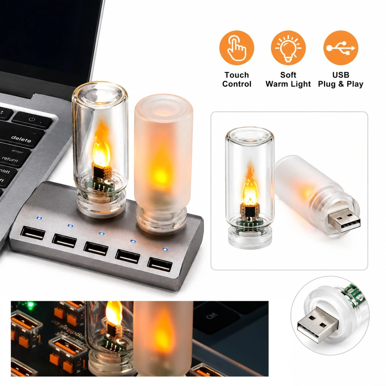Simulated Flame USB Candle Light Flickering LED Frosted Clear Glass Night Lamp for Car Home Room Laptop Festival Decoration
Simulated Flame USB Candle Light Flickering LED Frosted Clear Glass Night Lamp for Car Home Room Laptop Festival Decoration