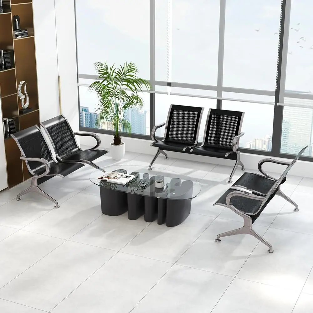 2-Seat Waiting Room Bench Set - Comfortable Mesh Chairs with Arms for Airport, Hospital, Bank, and More (Black, Set of 3)
2-Seat Waiting Room Bench Set - Comfortable Mesh Chairs with Arms for Airport, Hospital, Bank, and More (Black, Set of 3)